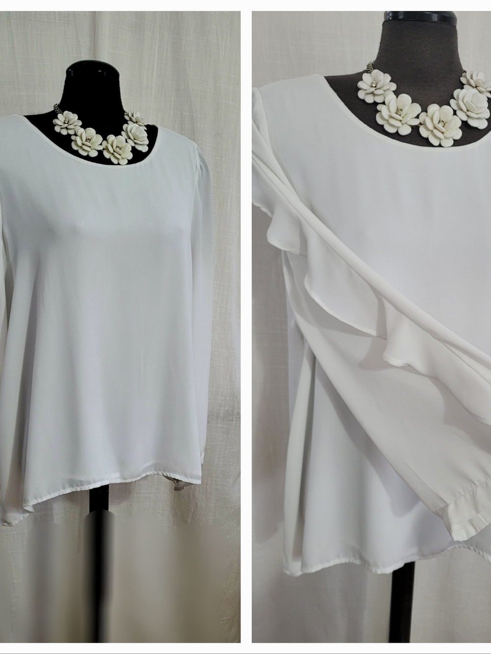 Jules & Leopold White Ruffled Sleeve Top